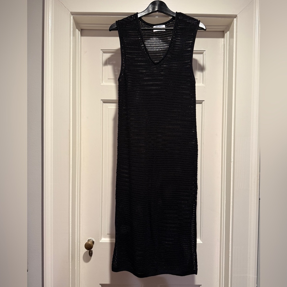 Old Navy Fitted Sleeveless Crochet Swim Cover-Up Midi Dress